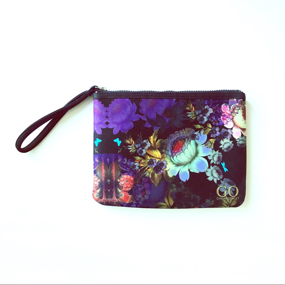Floral Digital Print Neoprene Clutch Wristlet